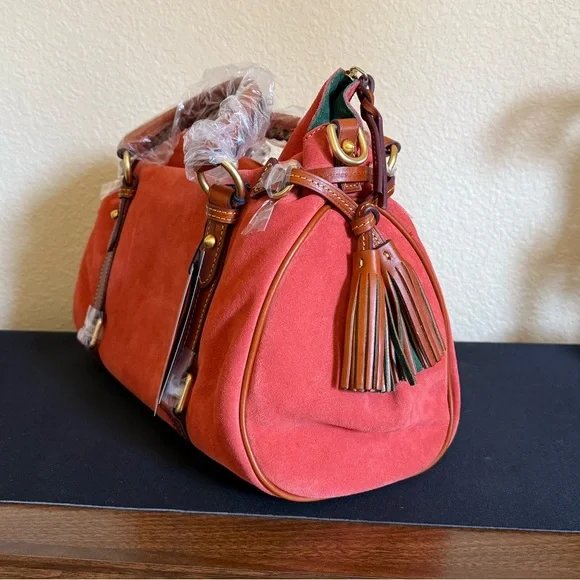 Dooney & Bourke Tomato Red Suede Leather Florentine Satchel - Picture 5 of 12